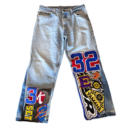 3k "Collage Patch" Flare Jeans (Light Blue)