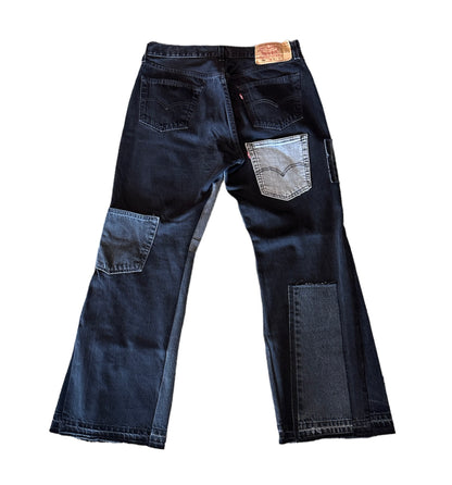 3k Patchwork Flare Jeans (Blk/Gry)