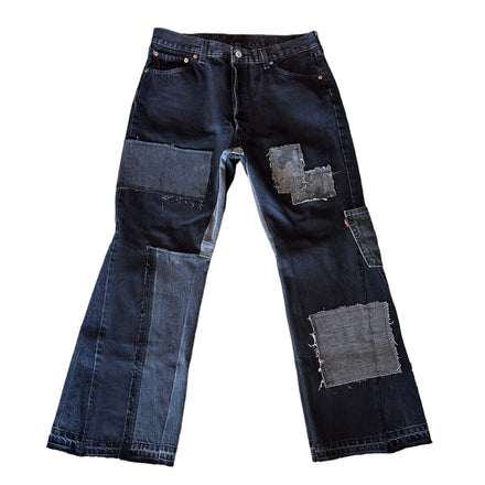 3k Patchwork Flare Jeans (Blk/Gry)